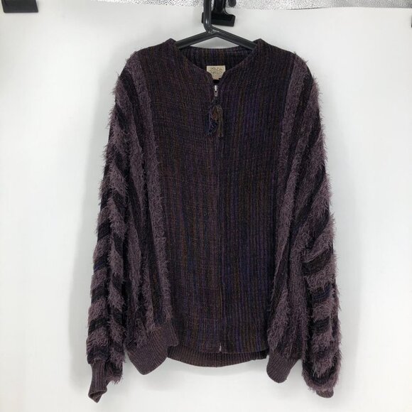 Zonda Nellis Purple Multicolored thread woven eyelash zipup Sweater / jacket M - Picture 15 of 15